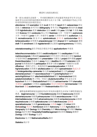 雅思听力词汇题库