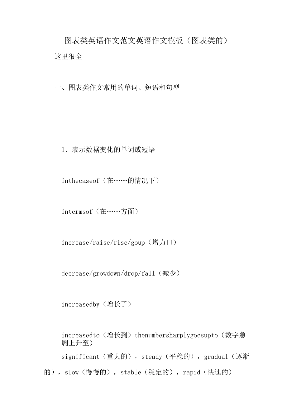 图表类英语作文范文英语作文模板(图表类的)_第1页