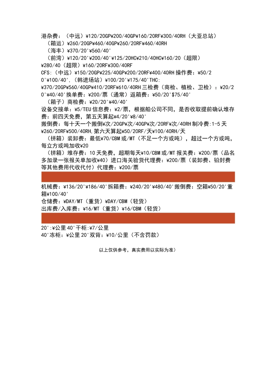 集装箱进出口费用一览表_第3页