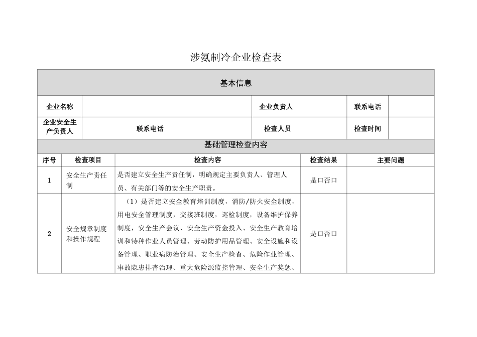(完整版)涉氨制冷企业检查表讲解_第1页
