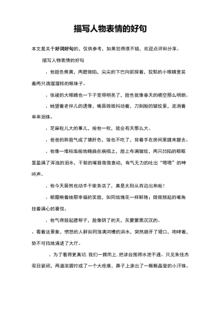 描写人物表情的好句