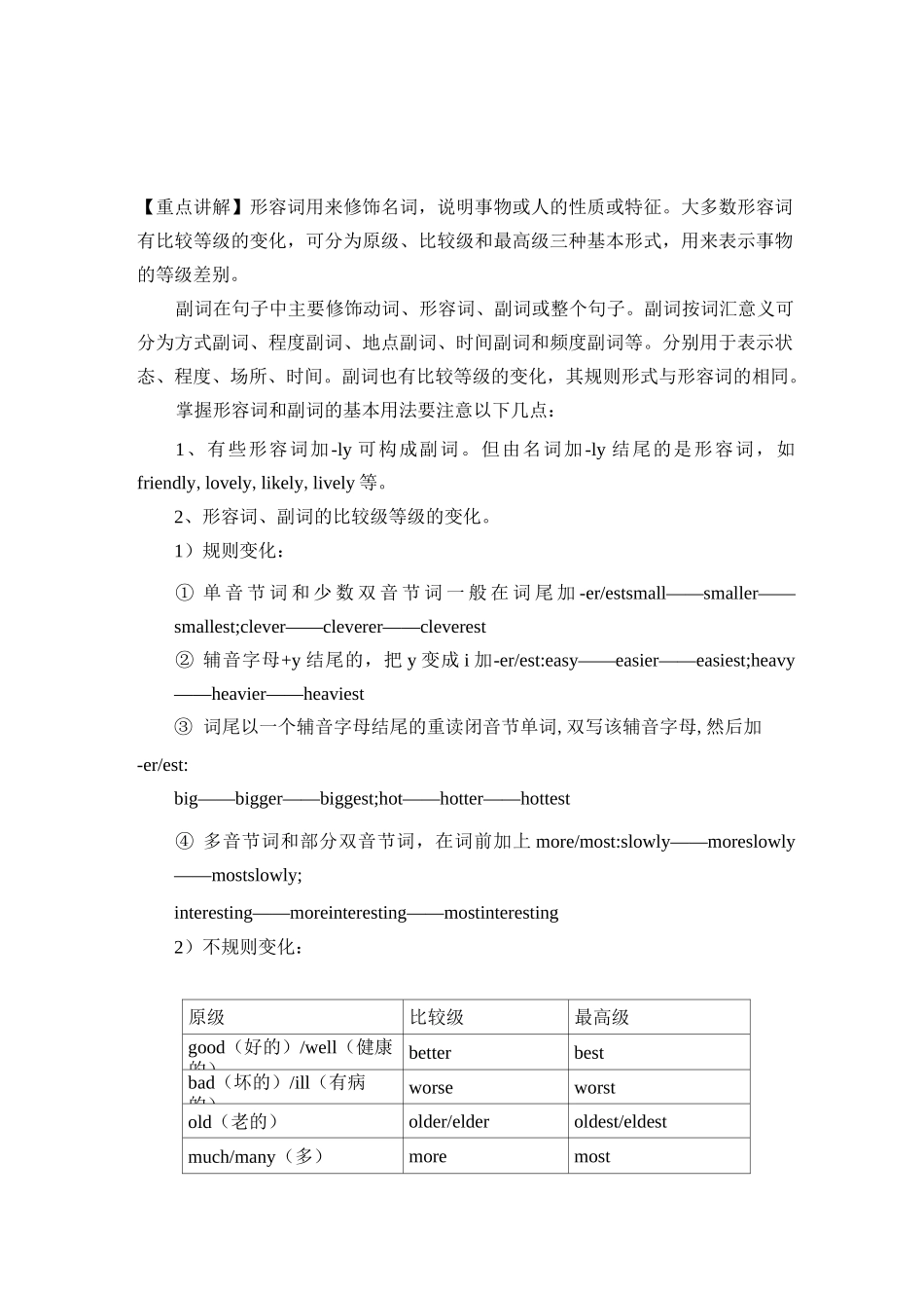 中考英语形容词和副词考点归纳与例析_第1页