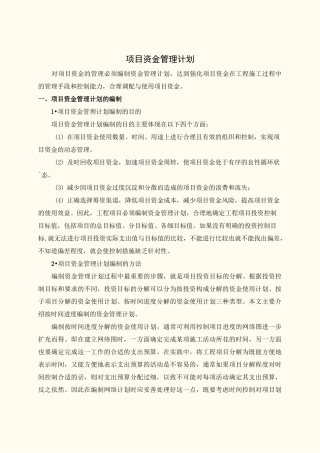 项目资金管理计划