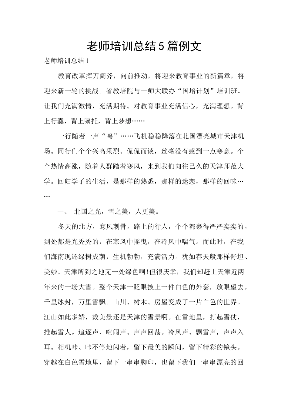教师培训总结5篇例文_第1页