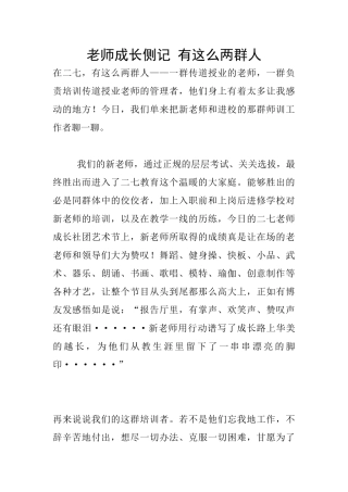 教师成长侧记