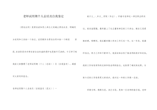 教师试用期个人总结及自我鉴定
