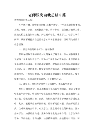 教师跟岗自我总结5篇