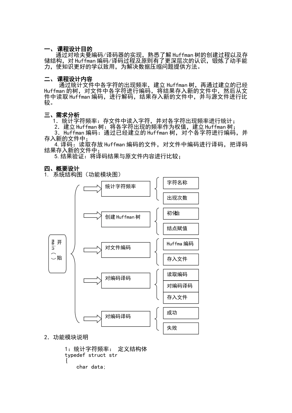 数据结构课程设计哈夫曼编码译码器_第2页