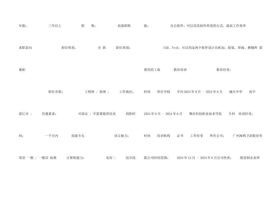 数控技术专科毕业生个人简历_第2页