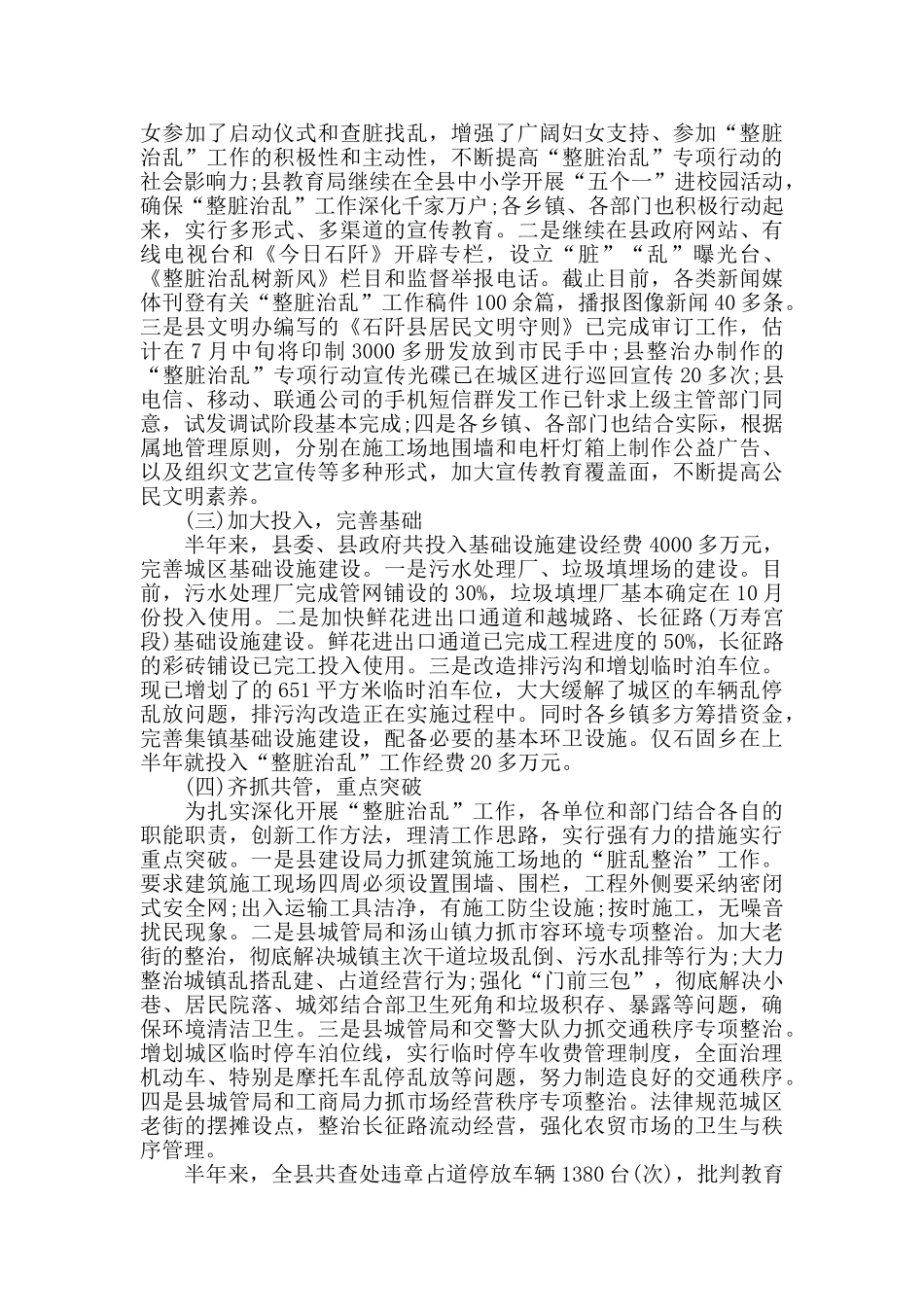 整脏治乱半年工作总结范文_第2页