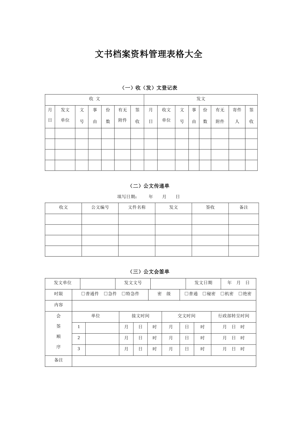文书档案资料管理表格大全_第1页