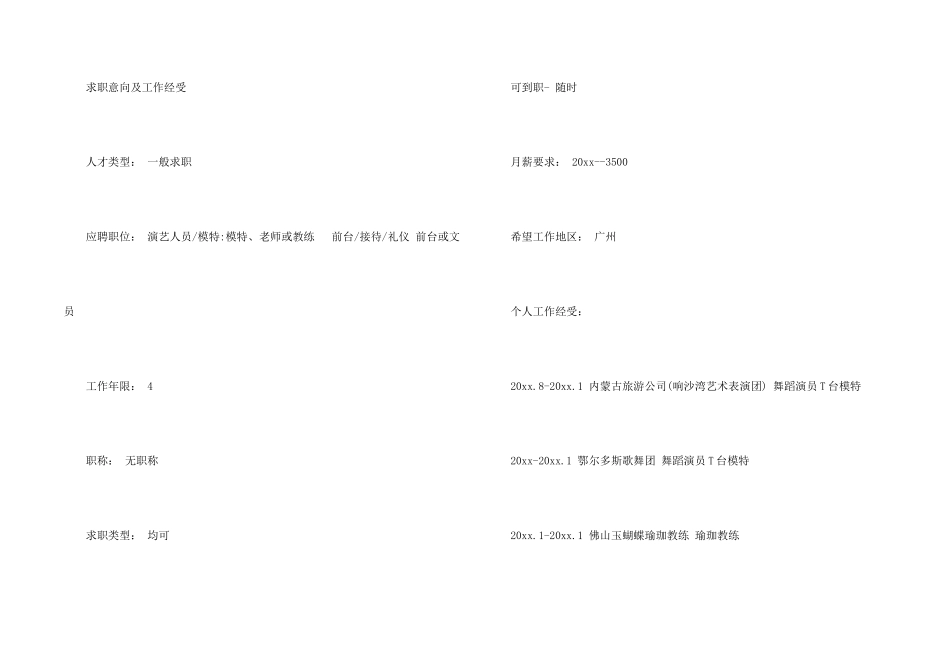 文体模特工作简历_第2页