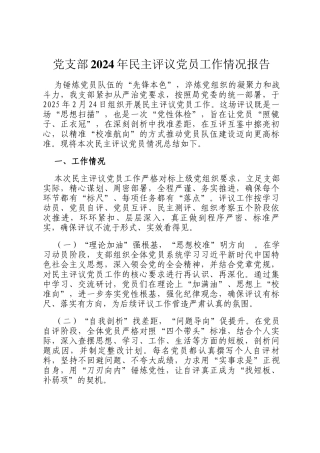 党支部2024年民主评议党员工作情况报告