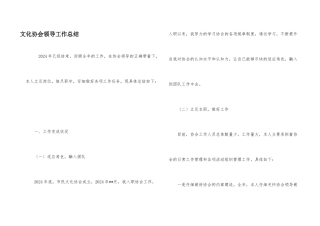 文化协会领导工作总结