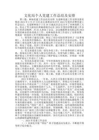 文化局个人党建工作总结及安排