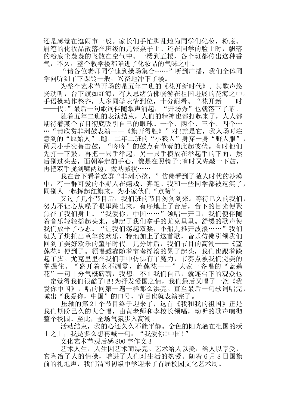 文化艺术节观后感800字作文5篇_第2页