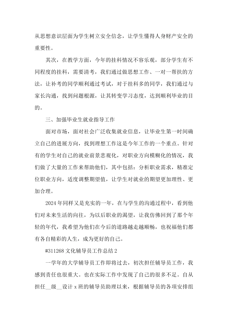 文化辅导员工作总结5篇_第2页
