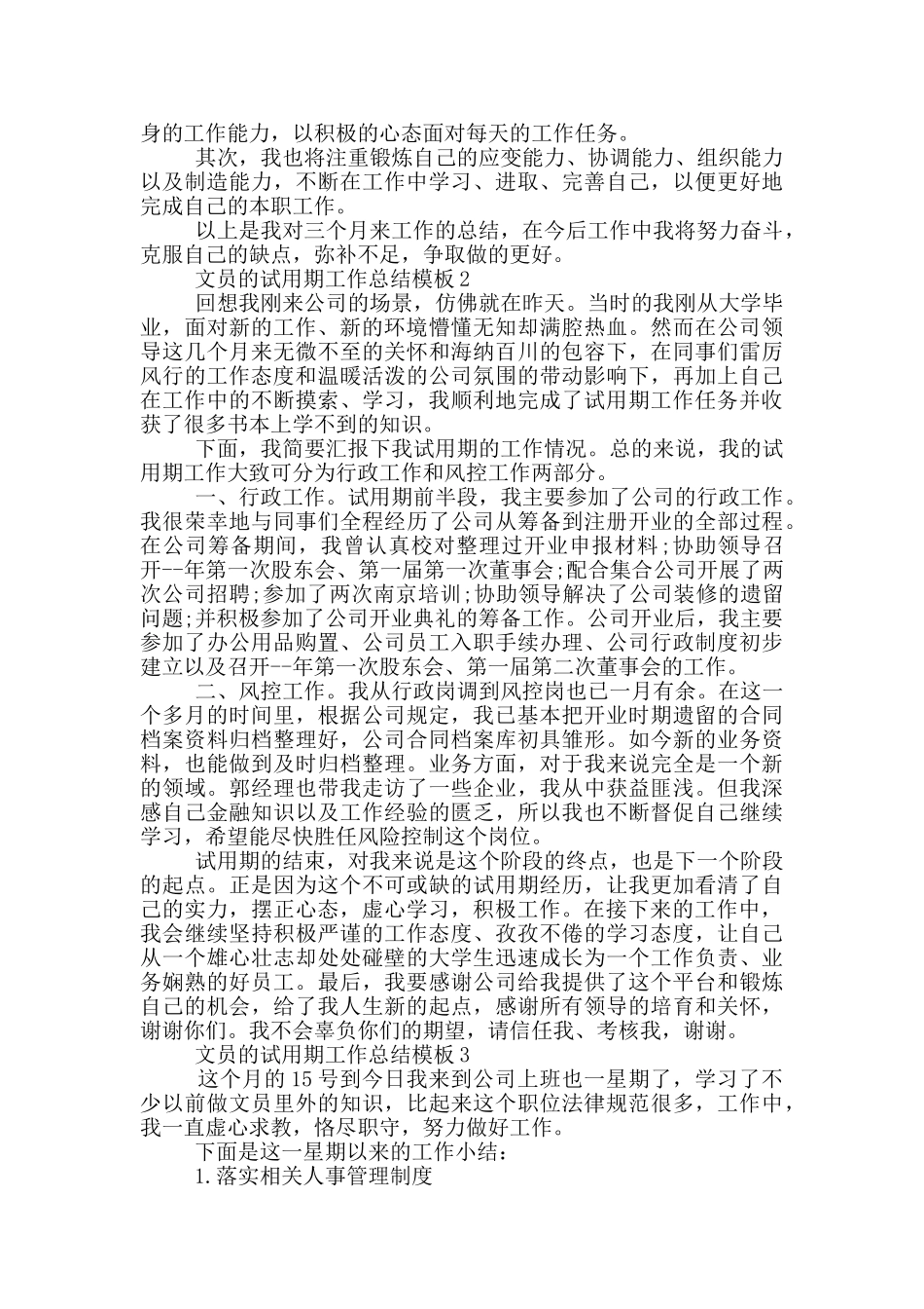 文员的试用期工作总结模板_第2页