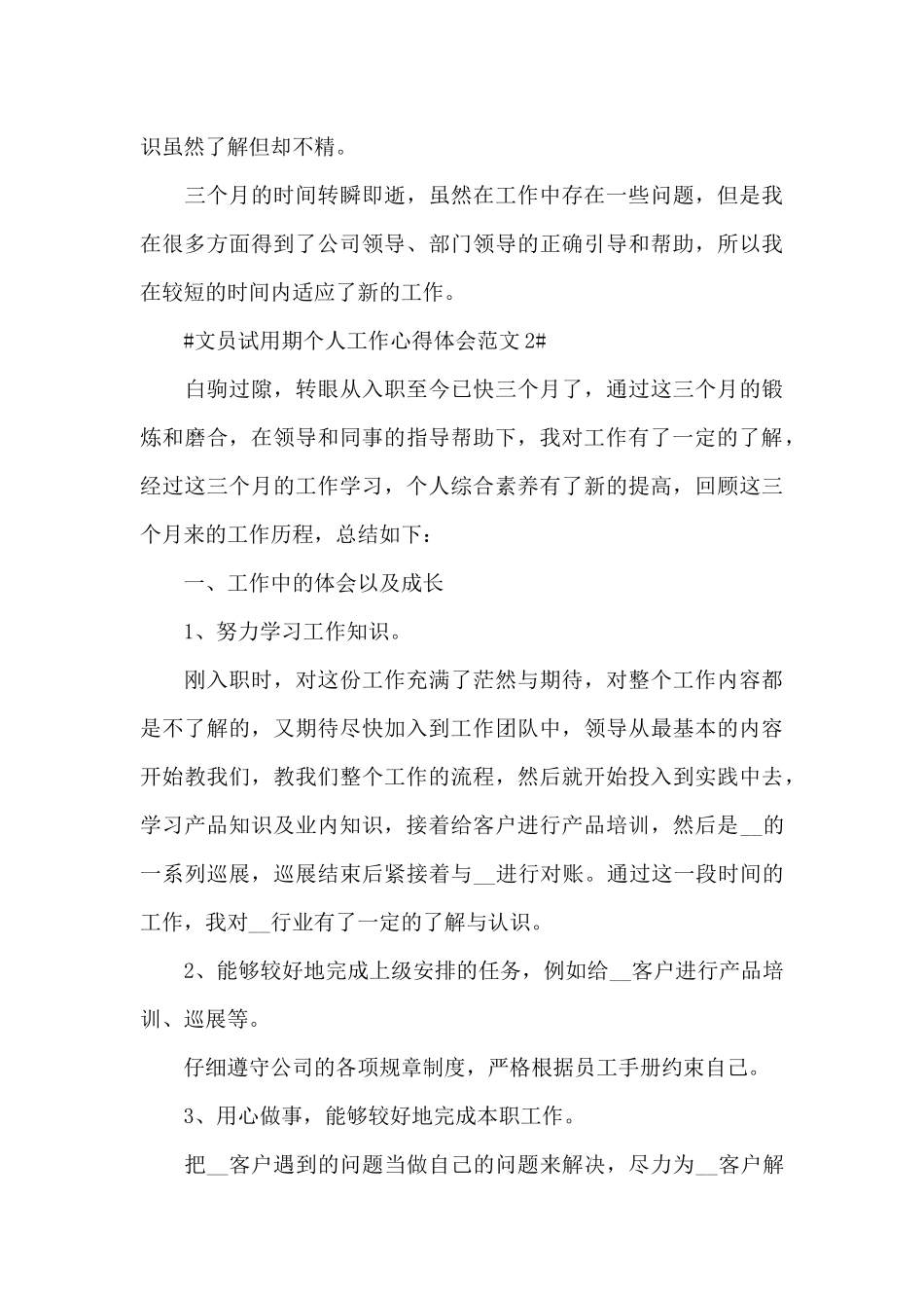 文员试用期个人工作心得体会范文五篇_第3页