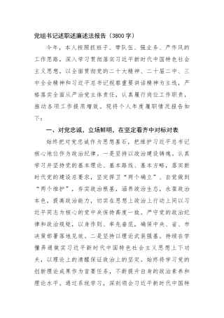 党组书记述职述廉述法报告（3800字）