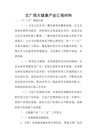 文广局大健康产业汇报材料