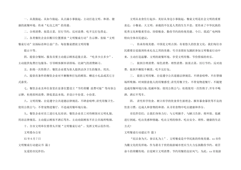文明餐桌行动倡议书汇编九篇_第2页