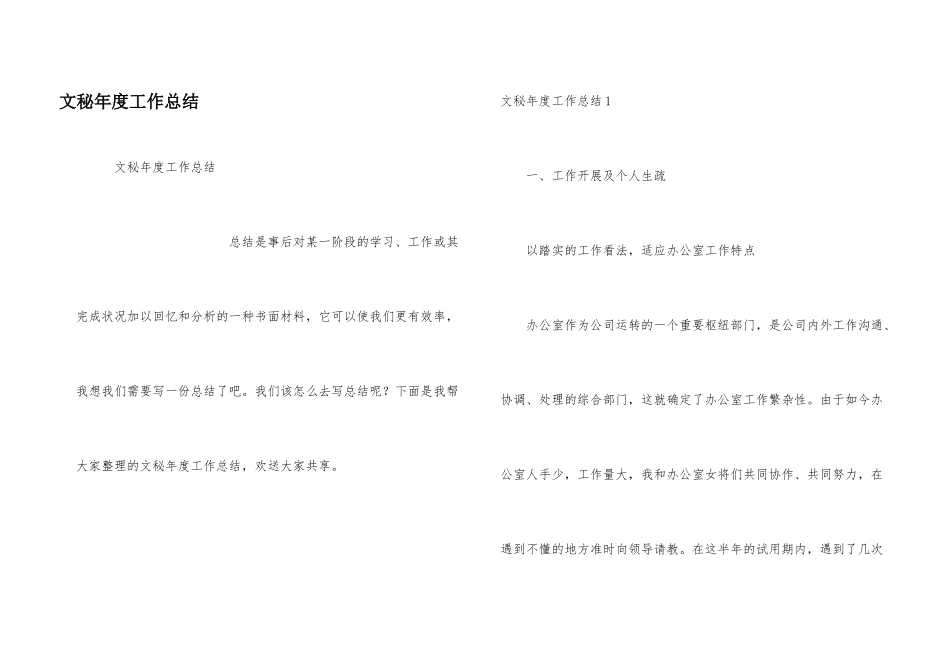 文秘年度工作总结_第1页