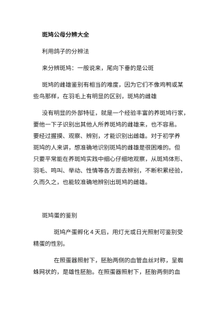 斑鸠公母分辨大全