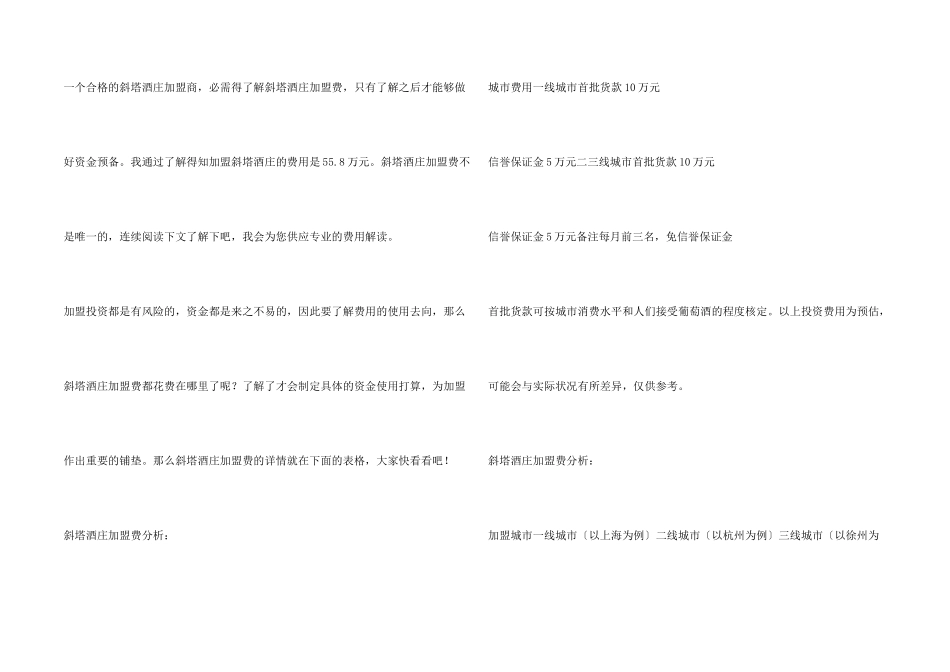 斜塔酒庄加盟费是多少？投资55.8万元即可！_第2页