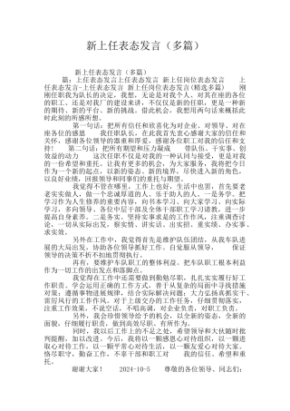 新上任表态发言