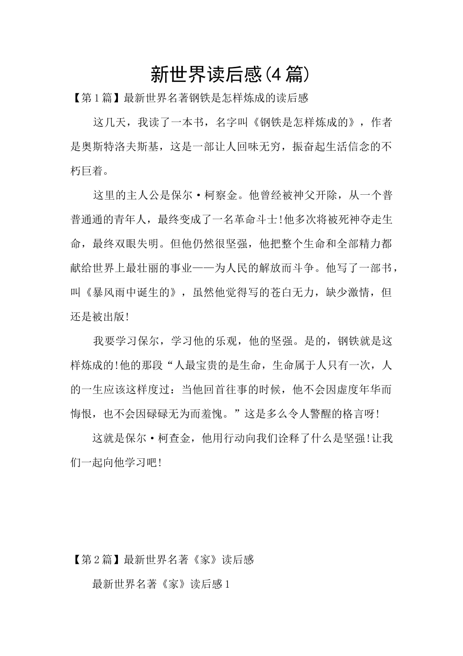 新世界读后感_第1页