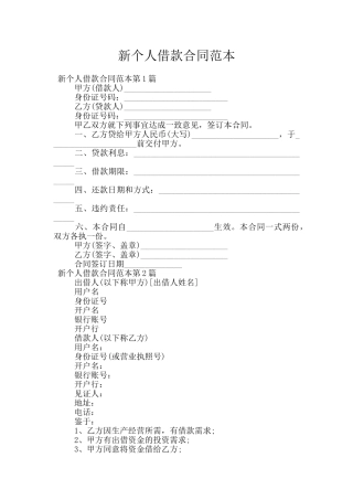 新个人借款合同范本