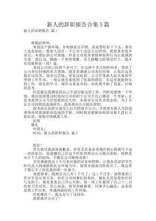 新人的辞职报告合集5篇