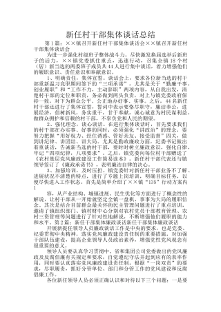 新任村干部集体谈话总结
