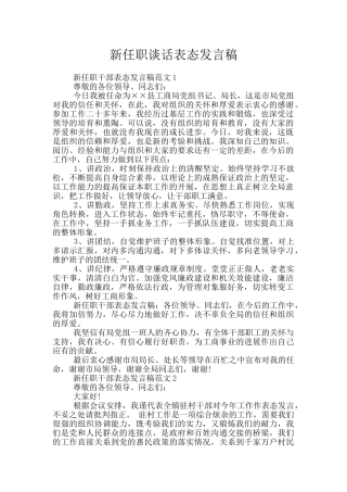 新任职谈话表态发言稿