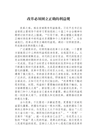 改革必须树立正确的利益观