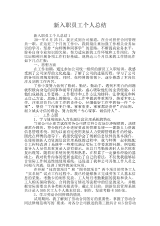 新入职员工个人总结