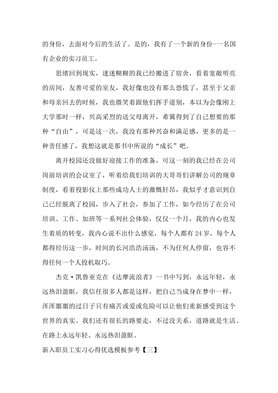 新入职员工实习心得优选模板参考_第3页