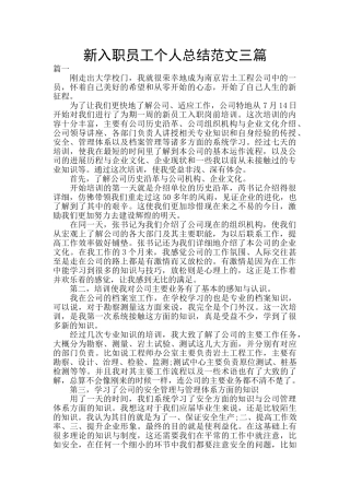 新入职员工个人总结范文三篇