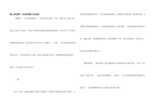 新入职教师一年试用期工作总结