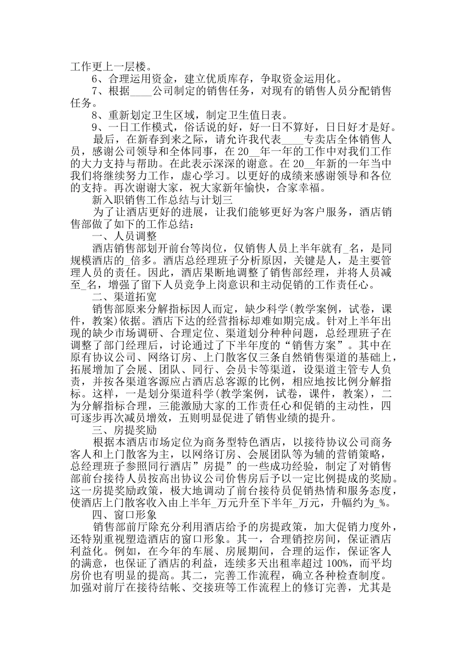 新入职销售工作总结与计划2024范文_第3页