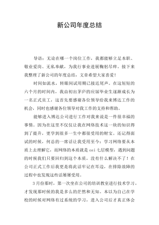 新公司年度总结