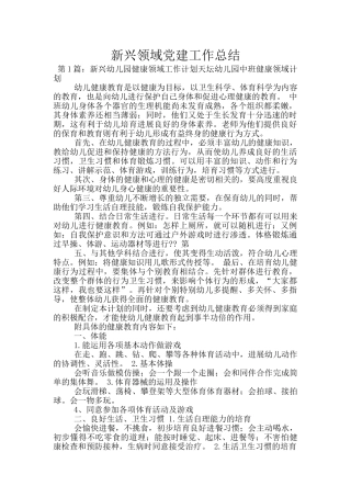 新兴领域党建工作总结
