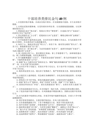 干部培养类排比金句40例