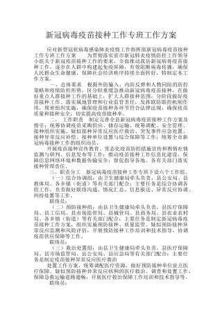 新冠病毒疫苗接种工作专班工作方案