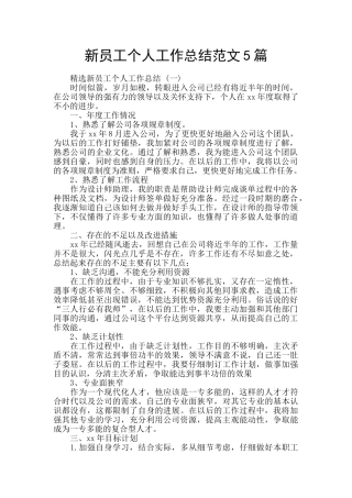 新员工个人工作总结范文5篇