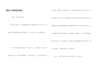新员工在岗培训总结