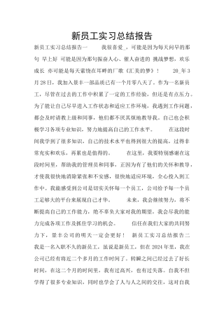 新员工实习总结报告