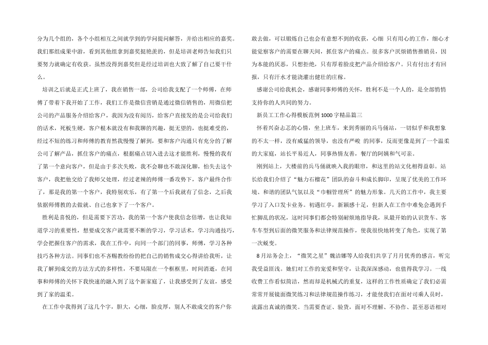 新员工工作心得模板范例1000字_第2页