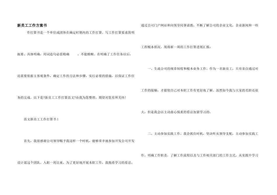 新员工工作计划书_第1页